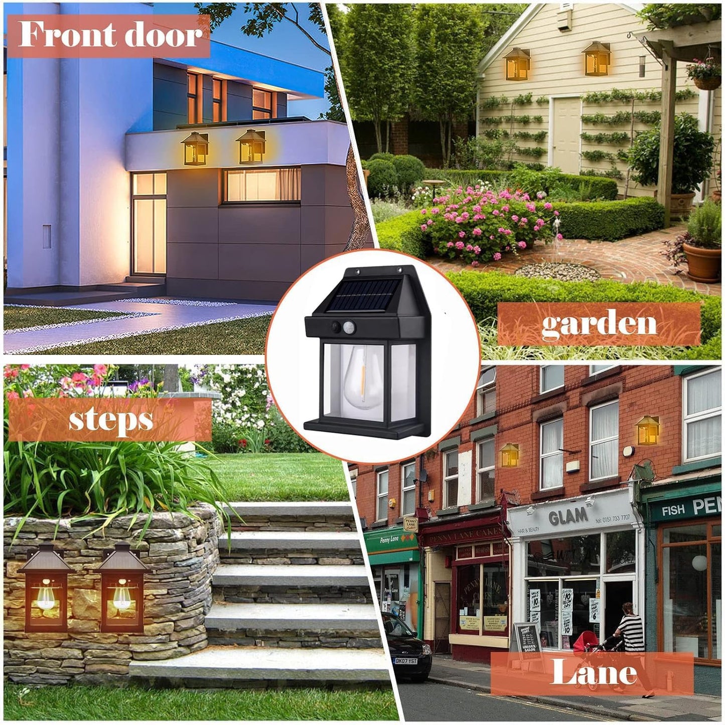 Solar Wall Lights Outdoor | Motion Sensor Waterproof LED Light, Pack (4 )pcs
