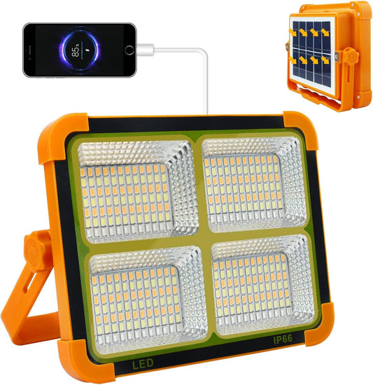 Portable LED Work Light, 1000LM Solar & USB Rechargeable