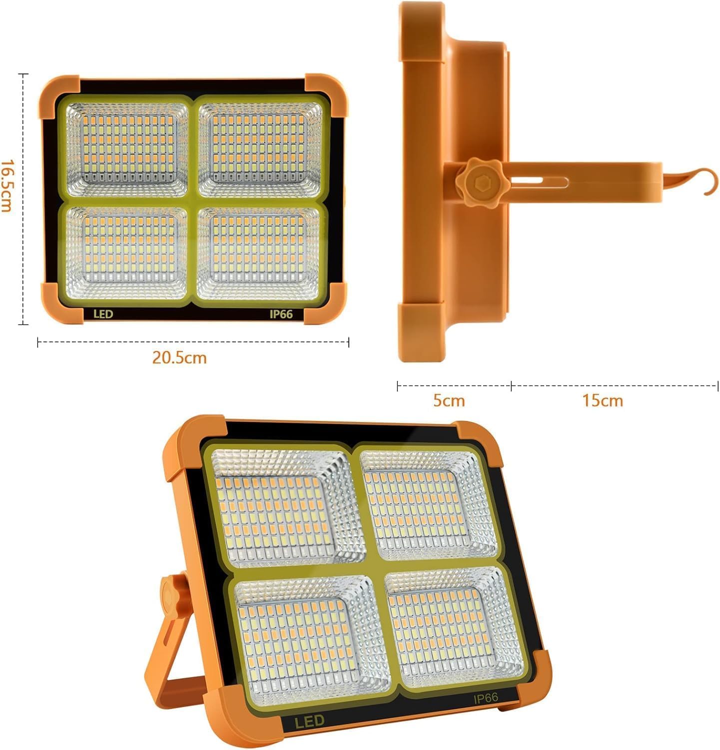 Portable LED Work Light, 1000LM Solar & USB Rechargeable