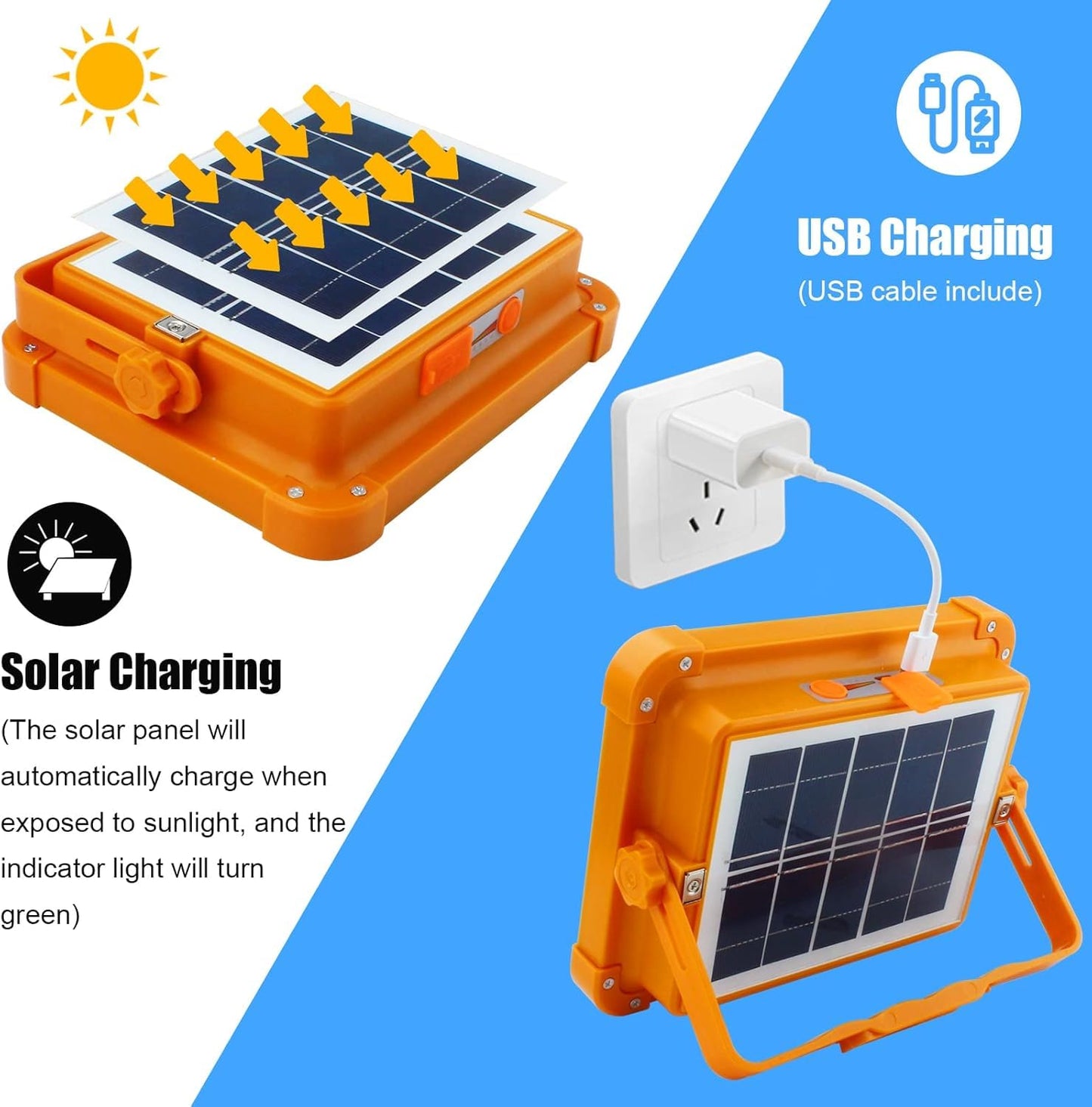 Portable LED Work Light, 1000LM Solar & USB Rechargeable