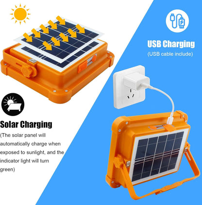Portable LED Work Light, 1000LM Solar & USB Rechargeable