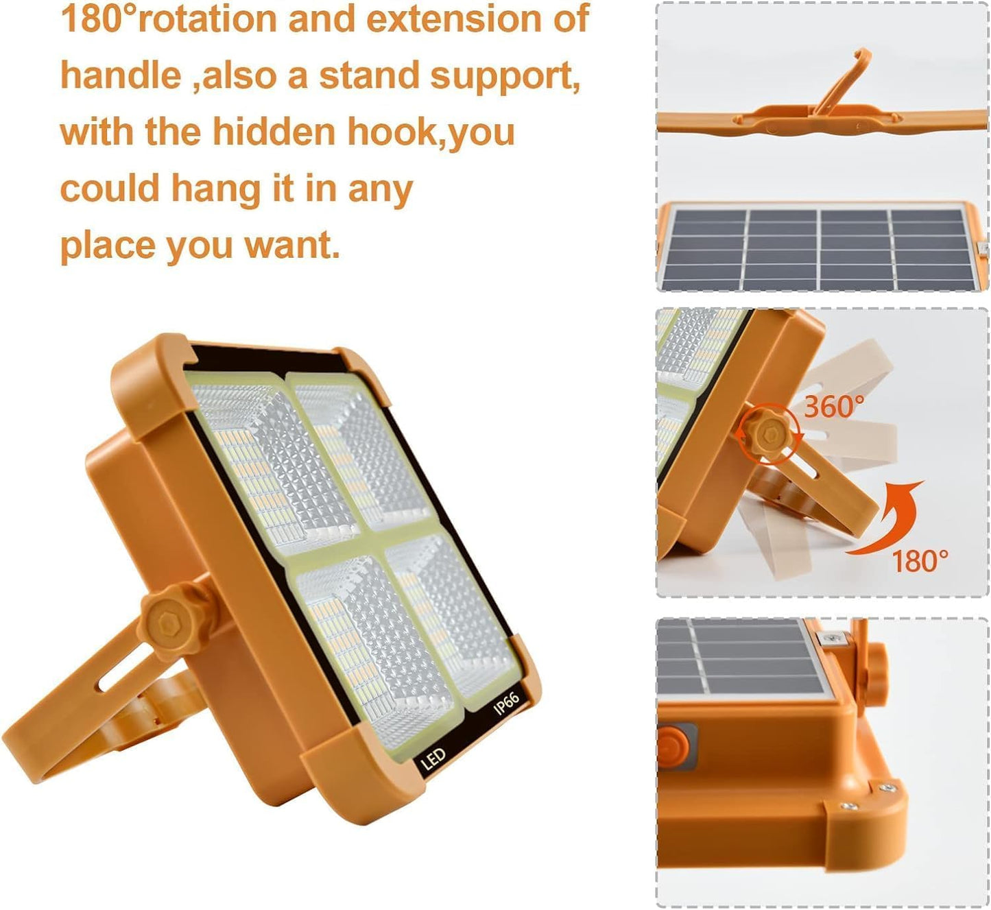 Portable LED Work Light, 1000LM Solar & USB Rechargeable