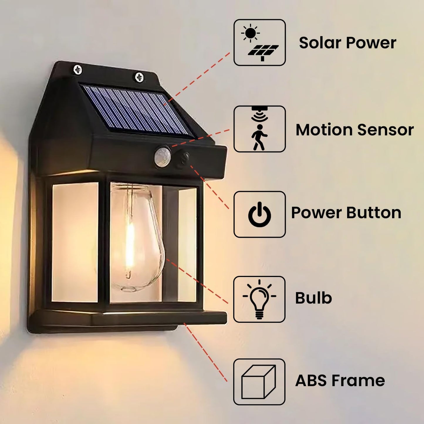 Solar Wall Lights Outdoor | Motion Sensor Waterproof LED Light, Pack (4 )pcs